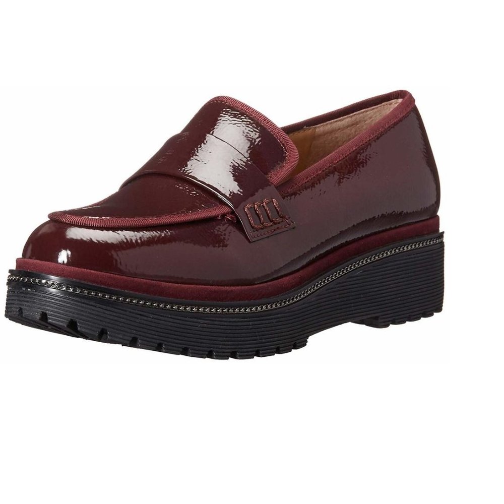 Franco Sarto Women's Patent Shelton Slip on Loafers 9M Merlot